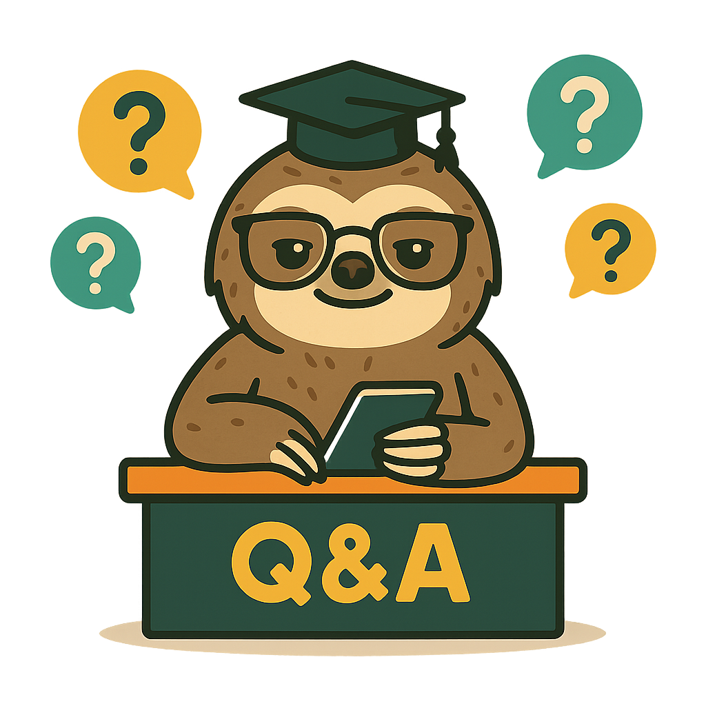 Helpful sloth ready to answer your questions